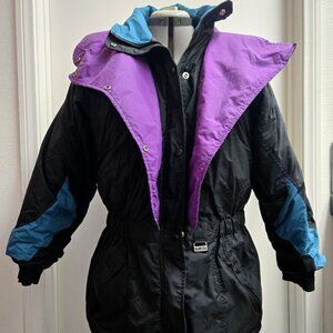 Vintage 90s Pro Gear Down Puffer Bomber Jacket Ski Snow Black Women's Medium VTG